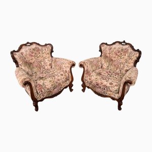 Set of Italian Walnut Armchairs, 1960s