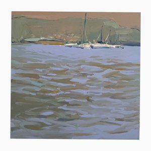 Liliya Nikolova, Seascape and Boats, 2000er, Acryl auf Leinwand