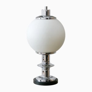 Lampe Space Age en Verre Opalin Chrome, 1970s