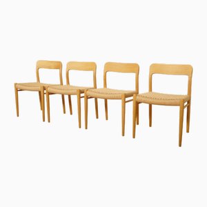 Model 75 Dining Chairs in Oak by Niels Otto (N. O.) Møller for J.L. Møllers, Set of 4