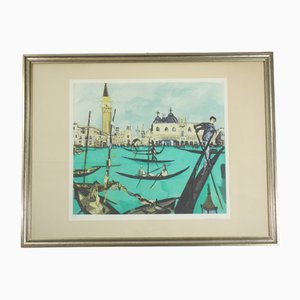 Remo Brindisi, Venise, 1970, Lithographie, Encadré