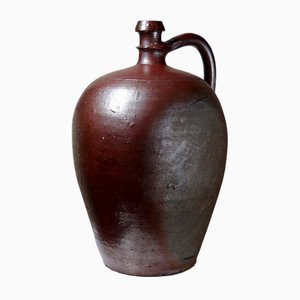 Large Jar in Normandy Stoneware with Glossy Burgundy Enamel