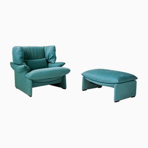 Portovenere Sessel mit Fußhocker von Vico Magistretti für Cassina, 1980er, 2er Set