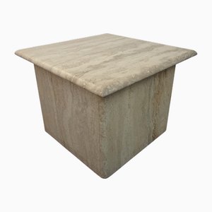 Italian Travertine Square Side Table, 1970s