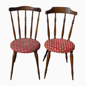 Stühle aus Holz & Stoff, 2er Set