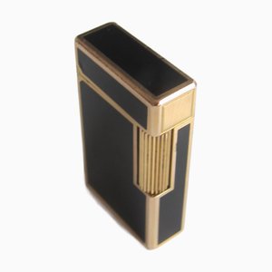 Feuerzeug in Schwarz Lack & Gold von ST Dupont, Frankreich, 1970er