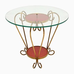Table Basse Vintage en Laiton et Verre, Italie, 1950