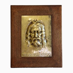 Bronzerelief des Heiligen Grabtuchs von Turin von Auguste Coutin, 1890er-1910er