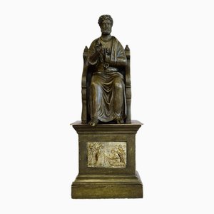 Statue des Heiligen Petrus auf seinem Thron, 1800er, Bronze