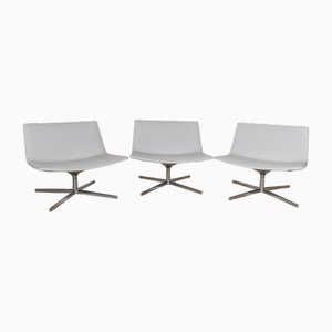 Catifa 80 Swivel Chairs in Light Blue Leather from Arper, Set of 3