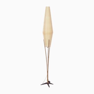 Brass Floor Lamp with Cocoon-Shaped Fiberglass Shade from Cosack Leuchten, 1950s