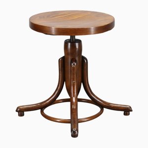 Beech Bentwood Piano Swivel Stool, Former Czechoslovakia, 1930s