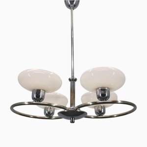 Chrome and Glass Chandelier attributed to Drukov, Former Czechoslovakia, 1950s