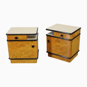 Bedside Tables in Birch Finish, Former Czechoslovakia, 1950s, Set of 2