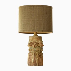 Ceramic Table Lamp attributed to B. Rooke with Lampshade attributed to R. Houben, 1970s