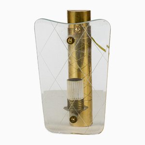 Wandlampe aus Messing & Glas, 1960
