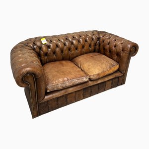 Antikes Chesterfield Sofa aus cognacfarbenem Leder