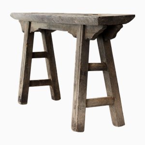 Antike rustikale Bank aus Ulmenholz