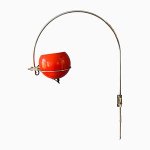 Mid-Century Space Age Orange Eyeball Arc Wall Lamp from Gepo