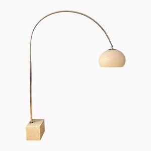 Vintage Space Age Arc Floor Lamp with White Mushroom Shade and Marble Base from Guzzini