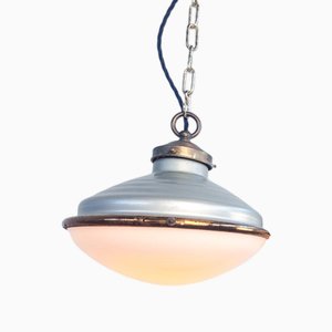 Mercury and Opaline Pendant Light attributed to Helioray