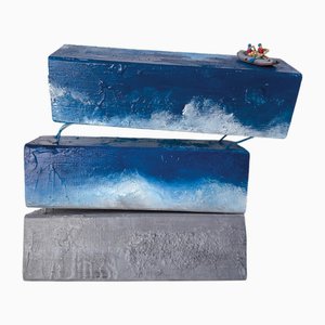 Vera Vizzi, Miniature Boat at Sea, Mixed Media Wall Sculpture, 2024