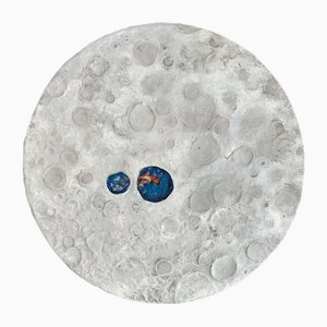 Vera Vizzi, Surrealist Lunar Seascape Relief, Mixed Media Wall Sculpture, 2025