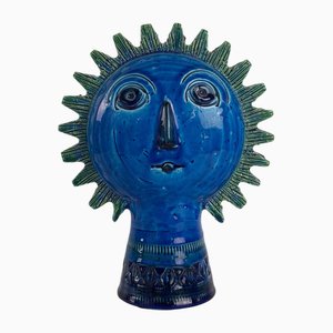 Ceramic Sun Head Sculpture attributed to Aldo Londi for Bitossi, Italy, 1970s