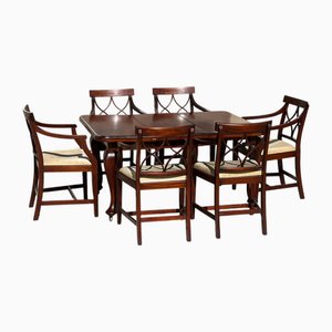 Dining Room Set in Mahogany, 1980, Set of 7