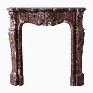 Antique French Rouge Royal Marble Fireplace