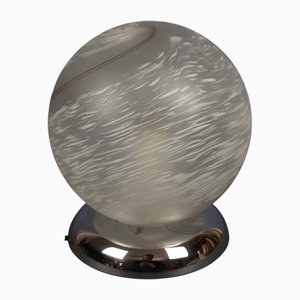 Lámpara de mesa esférica de cristal de Murano con lunares blancos, años 70