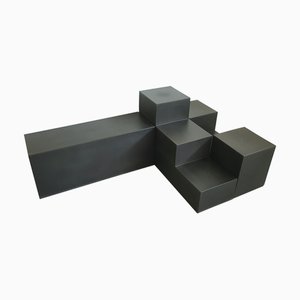 Tables Modulaires Vintage Noires par M. Bellini pour C&B Italia, 1970, Set de 3
