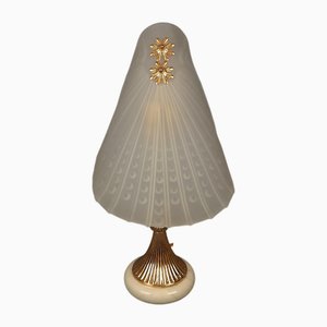 Art Deco Table Lamp in Brass and Murano Glass with Marble Base, 1960s