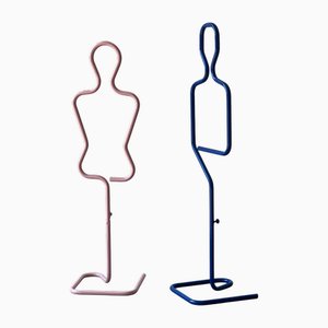 Valet Stands in Pink and Blue Tubular Steel from Lei & Lui, 1980s, Set of 2