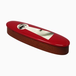 Boîte Fornasetti en Bois Rouge par Piero Fornasetti, Italie, 1990s