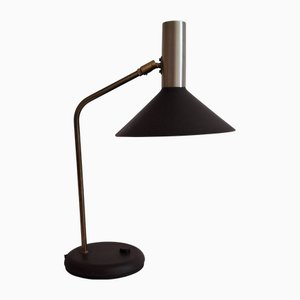 Verstellbare deutsche Schreibtischlampe mit dunkelbraunem Metallfuß und Schirm von Pfäffle Leuchten, 1970er