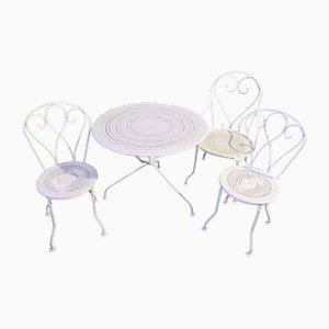 Table et Chaises de Jardin Mid-Century en Fer Forgé, 1950s, Set de 4