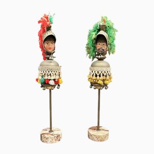 Sicilian Paladin Heads with Marble Bases, 1940s, Set of 2