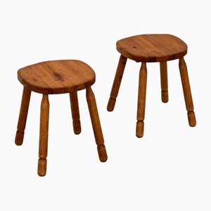 Danish Style Pine Stools, 1970s, Set of 2