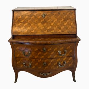 Secreter francés antiguo con incrustaciones de nogal, 1780