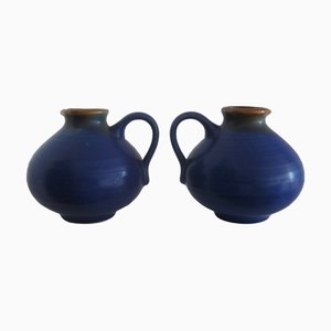 Mid-Century Modern Jugs in Cobalt Blue Ceramic, 1960s, Set of 2