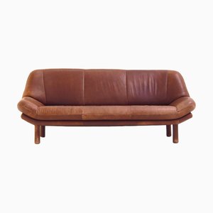 3-Seater Sofa in Brown Leather, 1970s