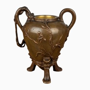 Small Art Nouveau Tripod Vase in Gilt Bronze by Barrias and Barbedienne, Late 19th Century