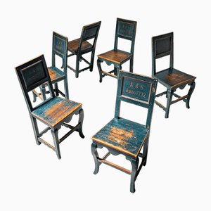 Plank-Seated Dining Chairs, 1792, Set of 6
