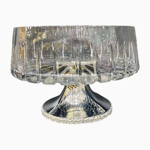 Tafelaufsatzschale aus Glas mit Messingfuß