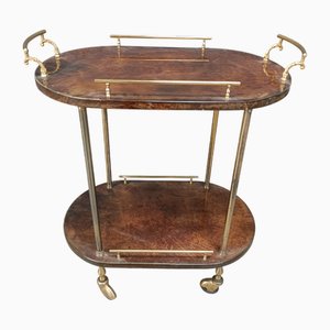 Italian Lacquered Parchment Serving Bar Cart by Aldo Tura, 1960s