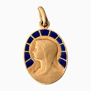 Médaille en Or et Émail Bleu, 1890s