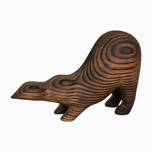 Statuetta Badger vintage moderna in legno scuro, Danimarca, anni '60