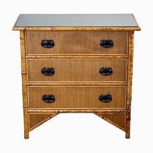 Vintage Bamboo and Wicker Chest of Drawers