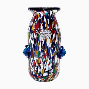 Jarrón de cristal de Murano azul atribuido a Fratelli Toso, años 60